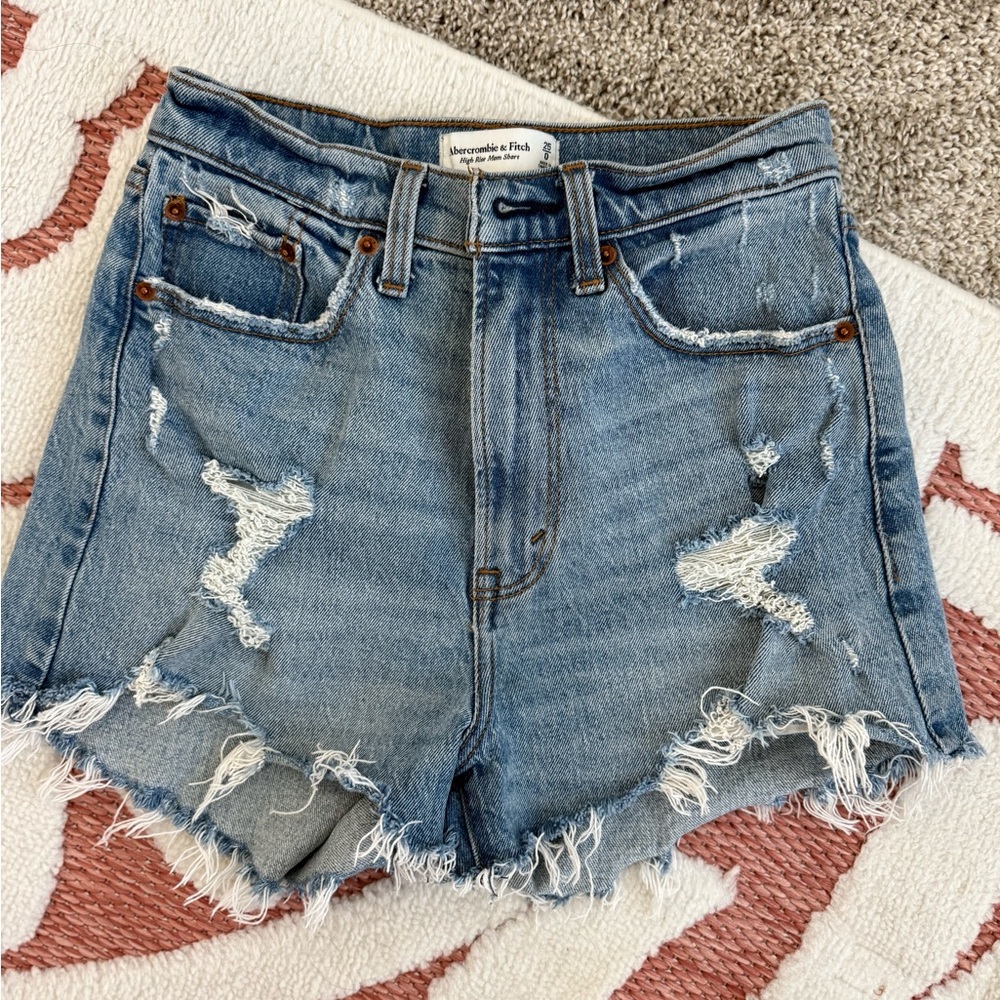 Abercrombie & Fitch Blue Distressed Jean Shorts